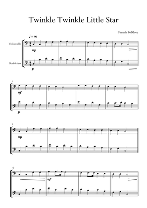 Twinkle Twinkle Little Star in C Major for Cello (Violoncello) and Double Bass Duo. Easy version.