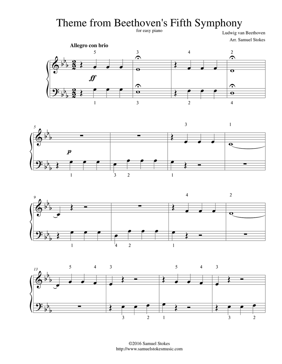 Theme from Beethoven's Fifth Symphony - for easy piano Easy Piano scores gallery preview page 1