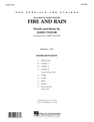 Book cover for Fire and Rain - Full Score