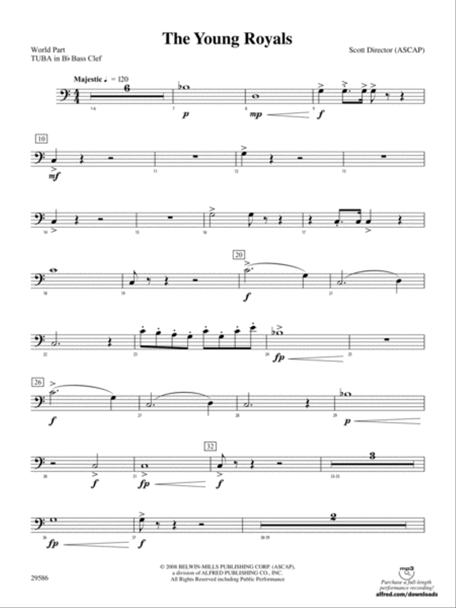 The Young Royals: (World Part) B-flat Tuba B.C. Concert Band scores gallery preview page 1
