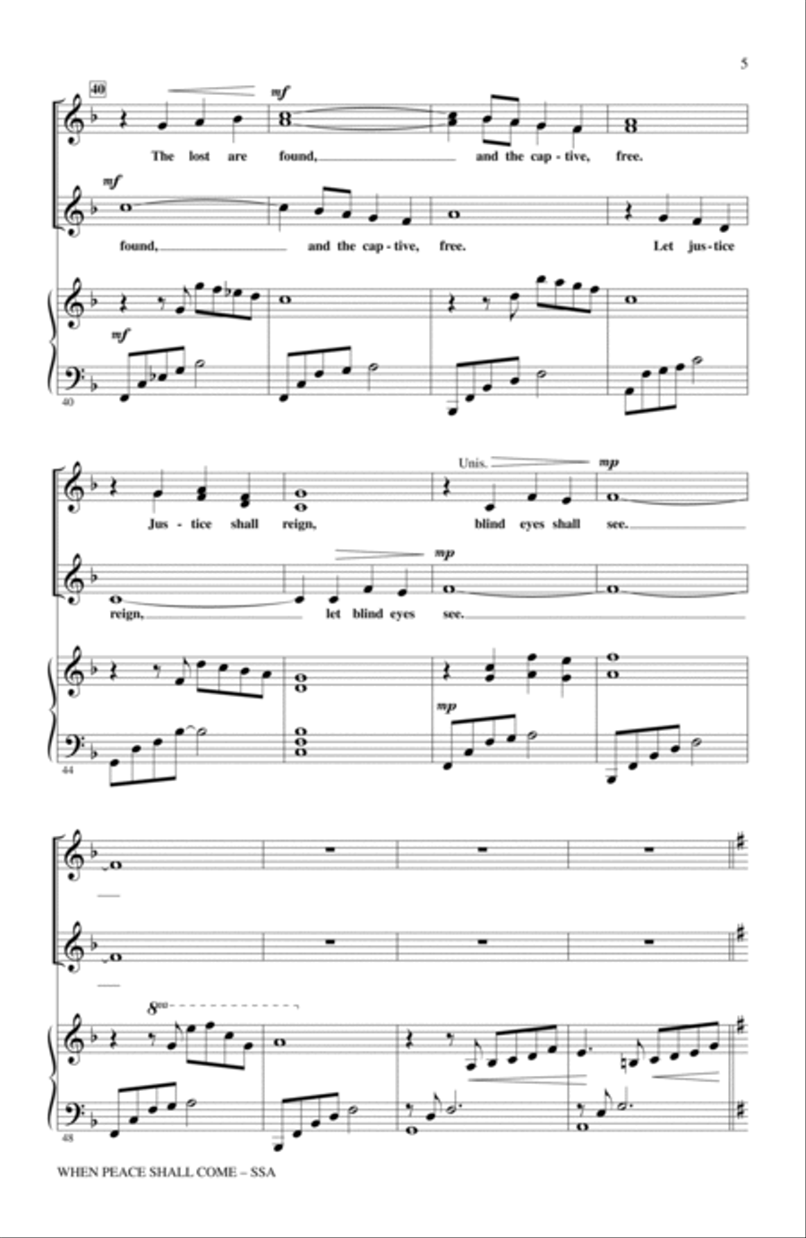 When Peace Shall Come SSA scores gallery preview page 4
