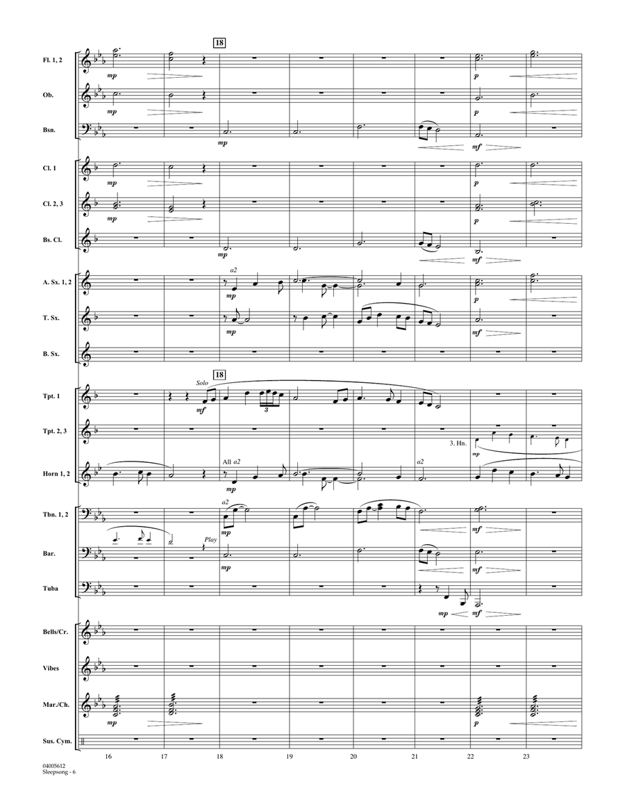 Sleepsong (arr. Michael Sweeney) - Conductor Score (Full Score) Concert Band scores gallery preview page 6