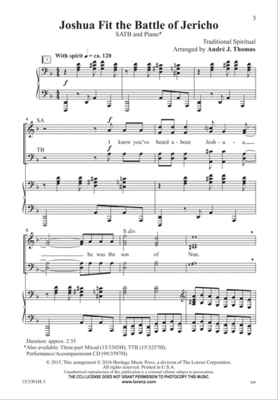 Joshua Fit the Battle of Jericho 4-Part scores gallery preview page 2