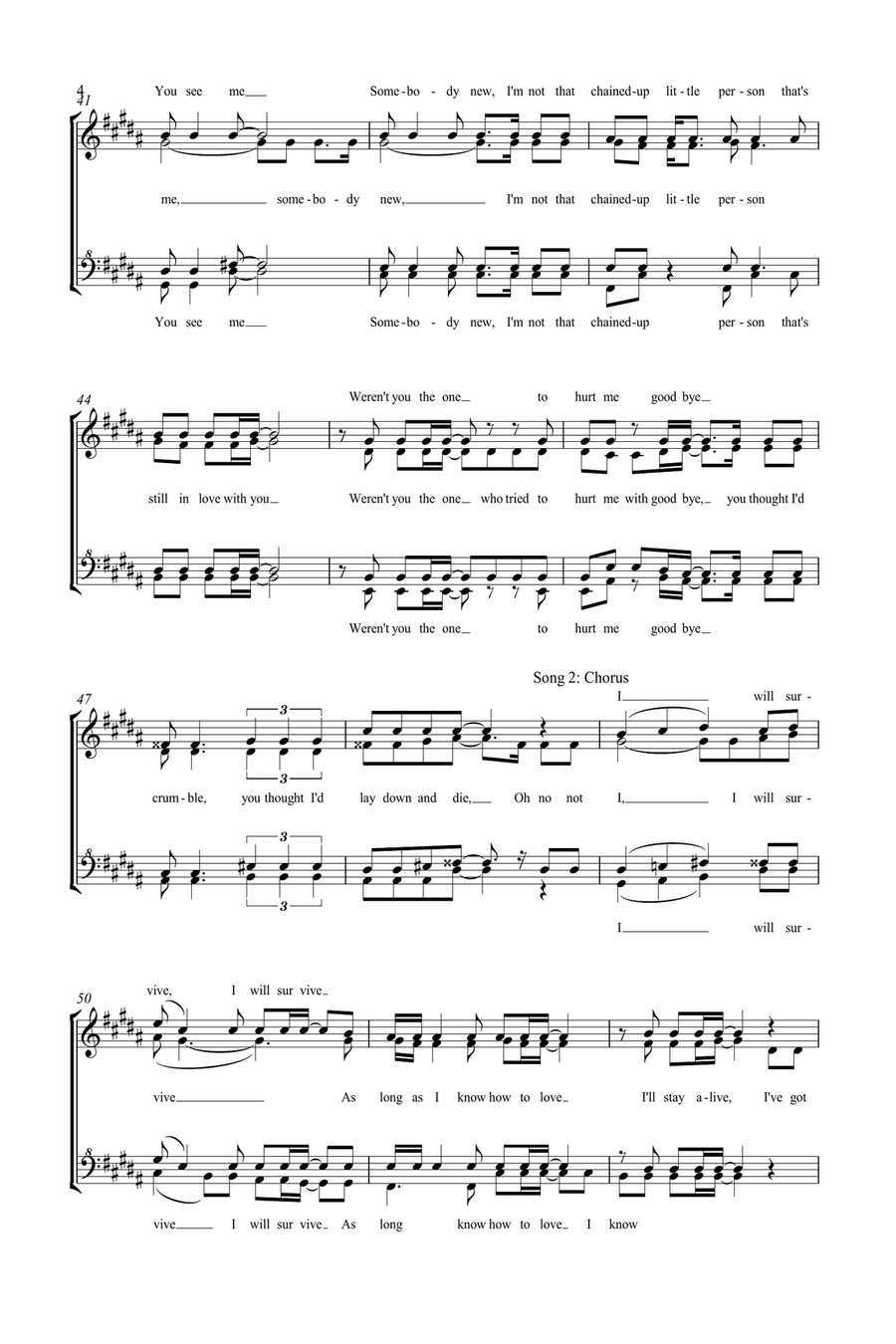 Medley: I Am What I Am with I Will Survive SSAA scores gallery preview page 4
