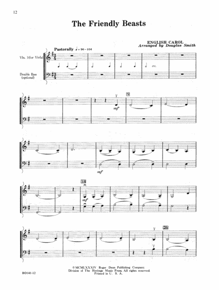 Christmas Folio for Four-Plus Strings - Vln/Bass