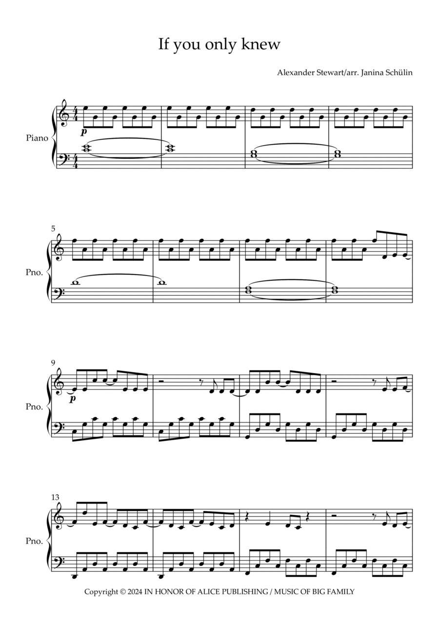 If You Only Knew Easy Piano scores gallery preview page 1