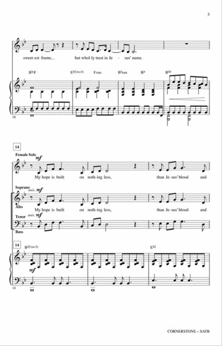Cornerstone (with “My Hope Is Built on Nothing Less” and “He Is Lord”) 4-Part scores gallery preview page 3