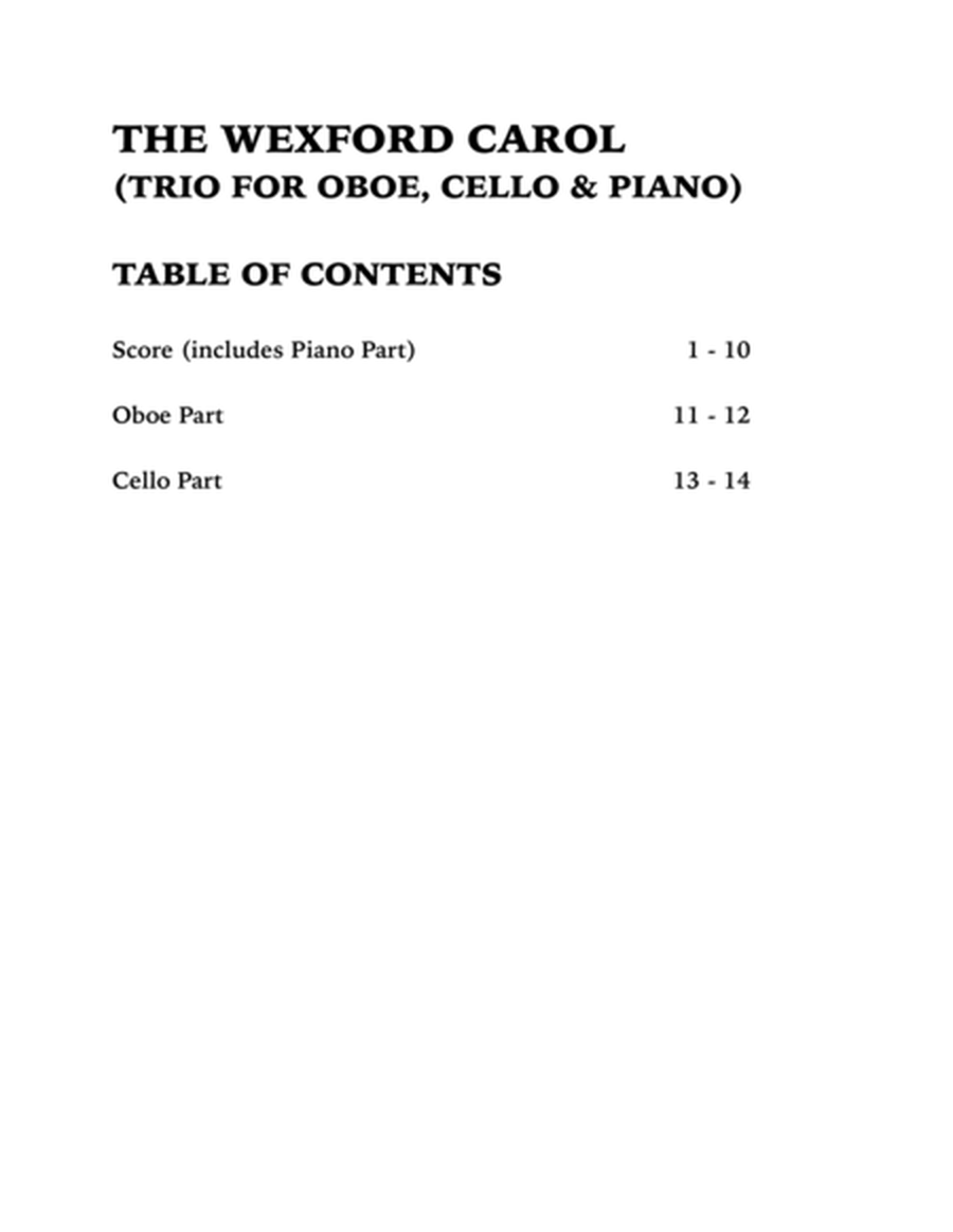 The Wexford Carol (Trio for Oboe, Cello and Piano) image number null