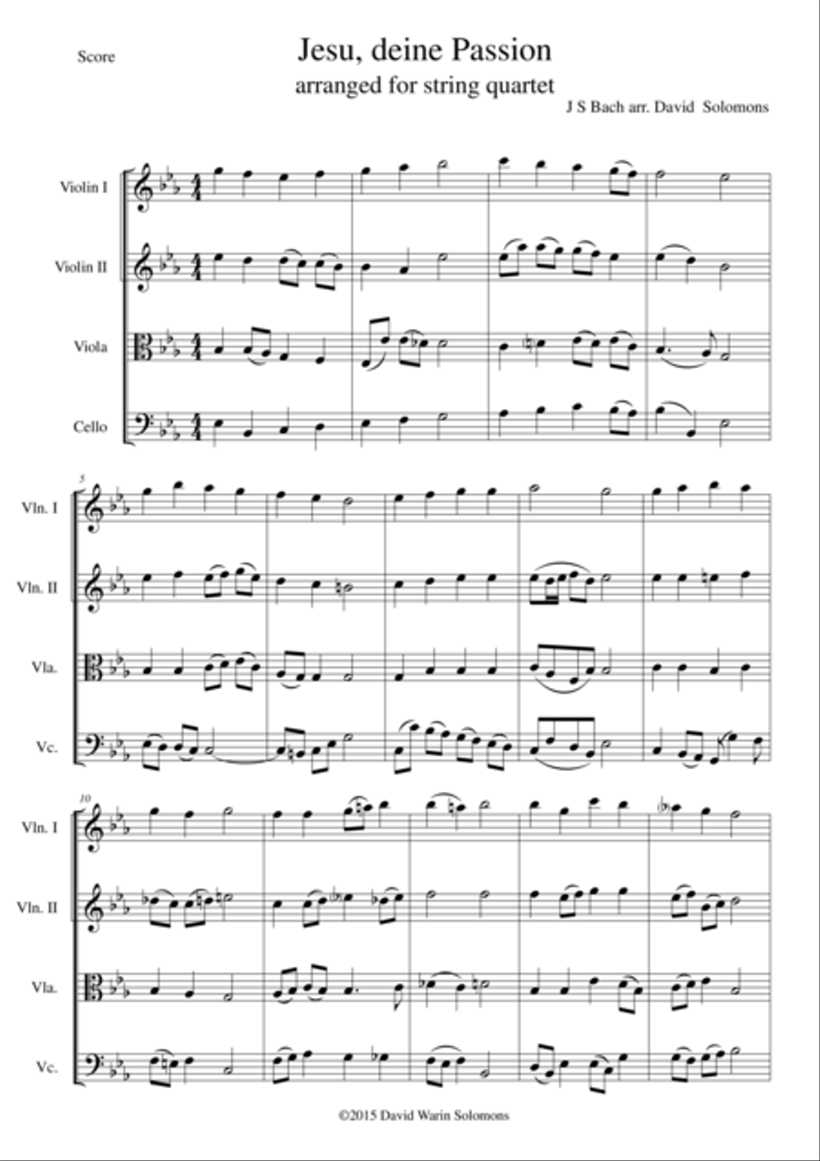 Jesus deine Passion for string quartet String Quartet scores gallery preview page 1