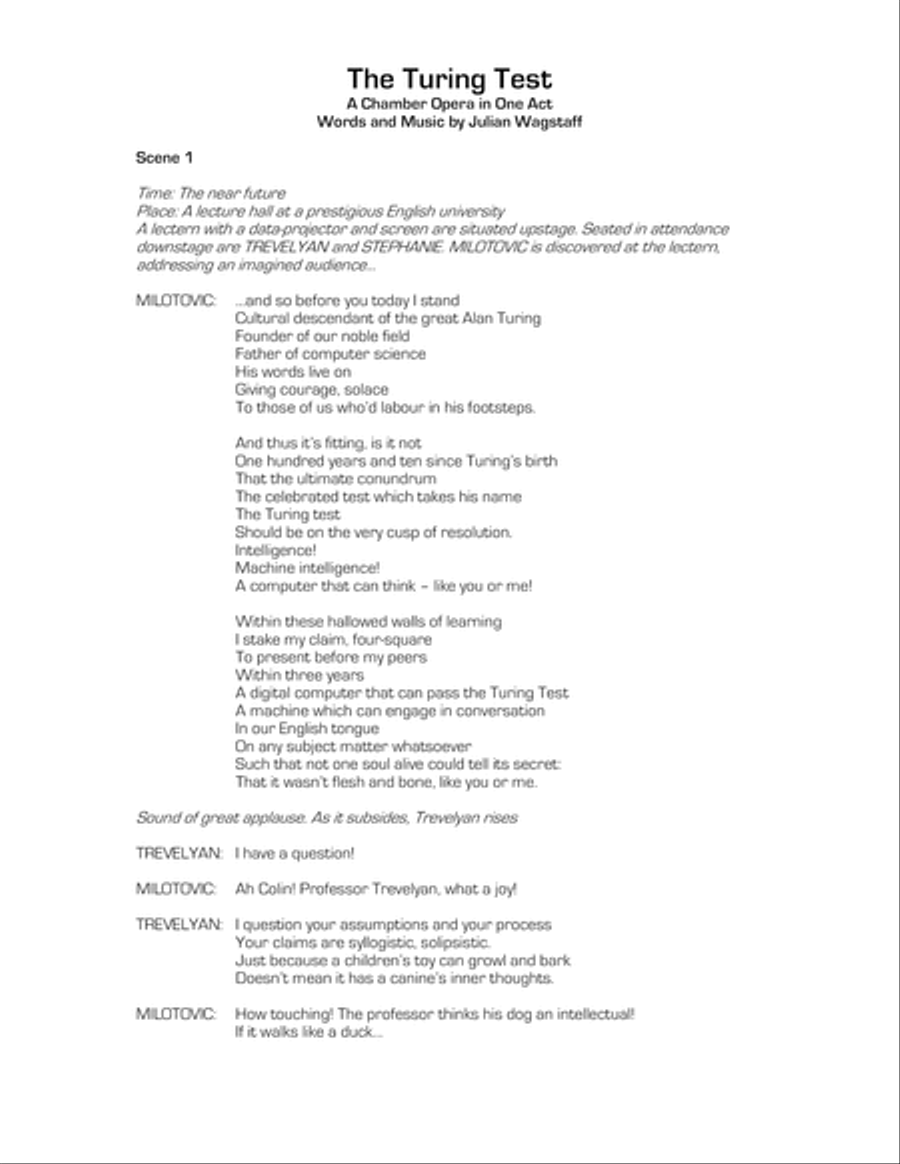 The Turing Test - a chamber opera in 1 act (libretto and piano/vocal score) Small Ensemble scores gallery preview page 5