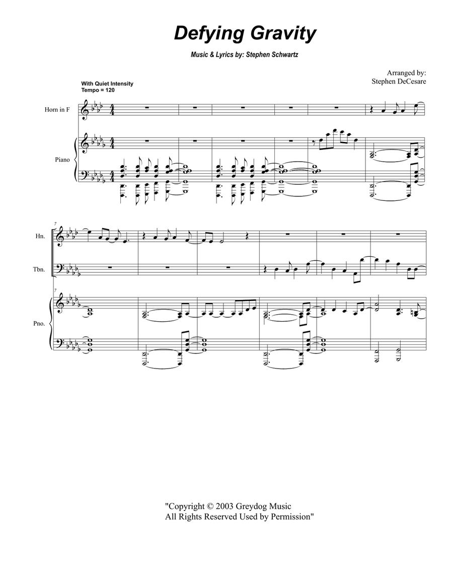 Defying Gravity Defying Gravity Brass Quintet scores gallery preview page 1