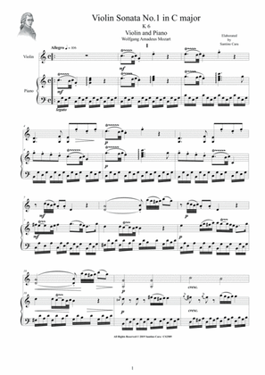 Mozart - Violin Sonata No.1 in C major KV 6 for Violin and Piano - Score and Part