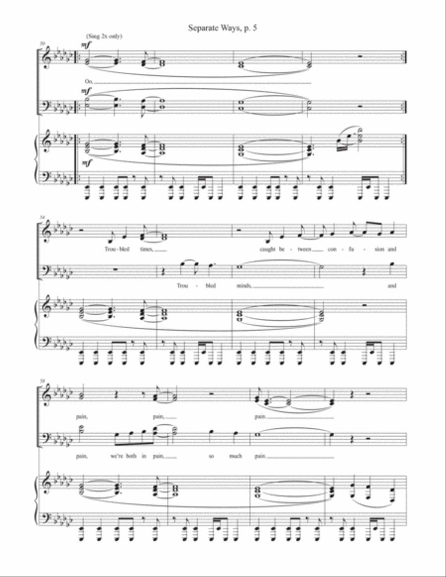 Separate Ways (worlds Apart) 4-Part scores gallery preview page 5
