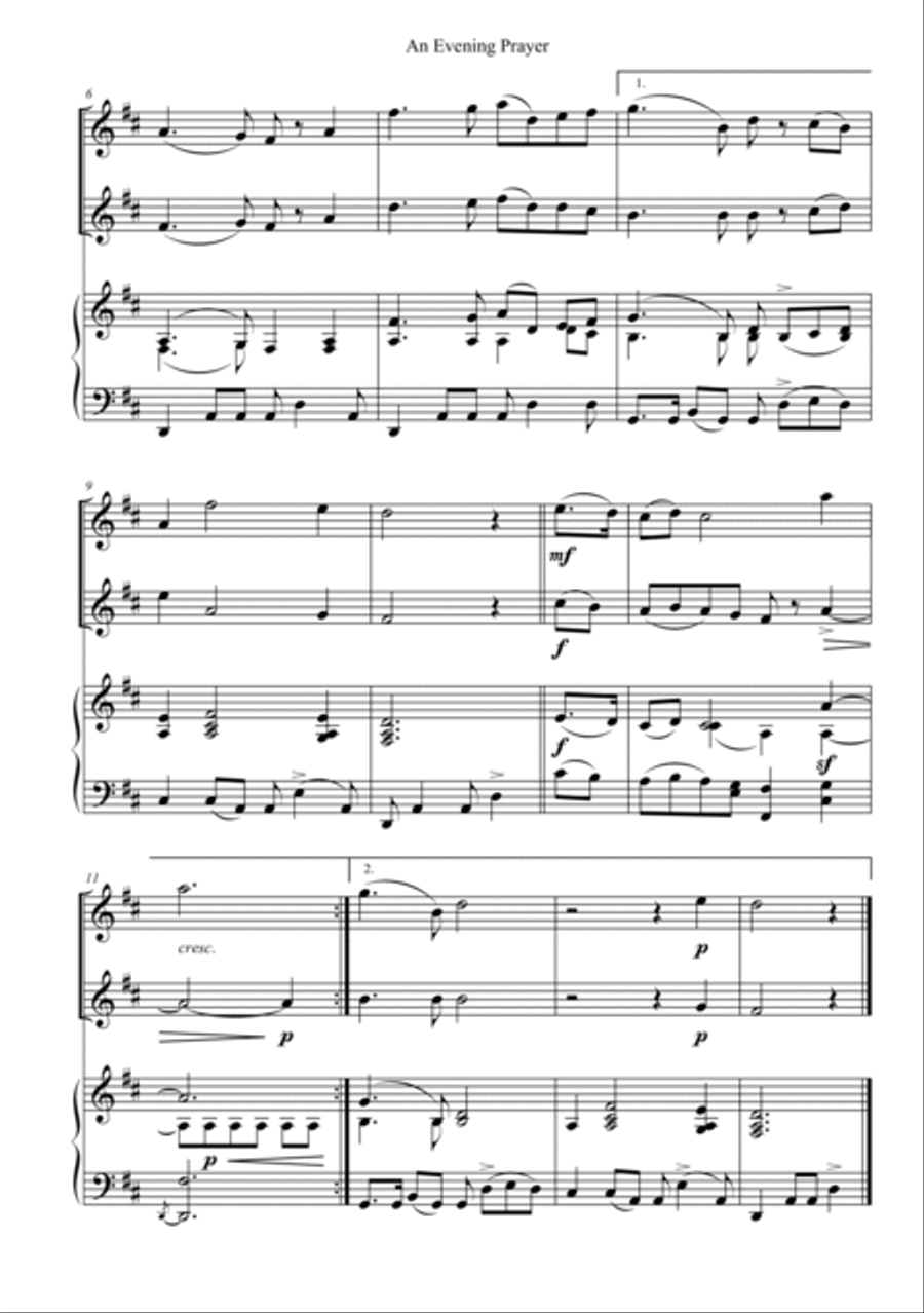 An Evening Prayer Woodwind Duet scores gallery preview page 2