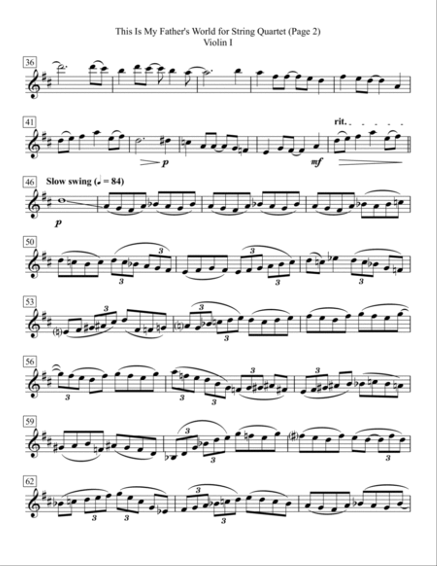 This Is My Father's World for String Quartet String Quartet scores gallery preview page 2