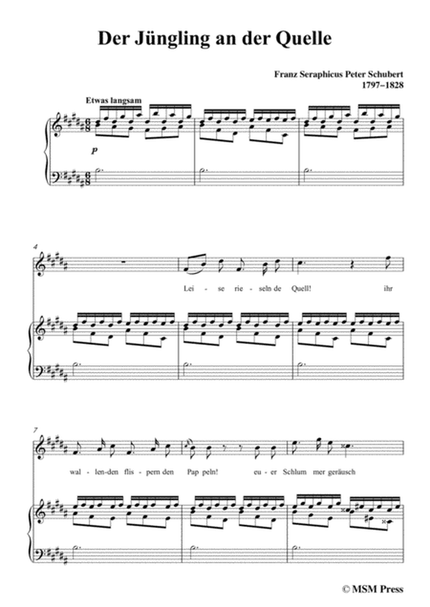 Schubert-Der Jüngling an der Quelle,in B Major,for Voice&Piano image number null