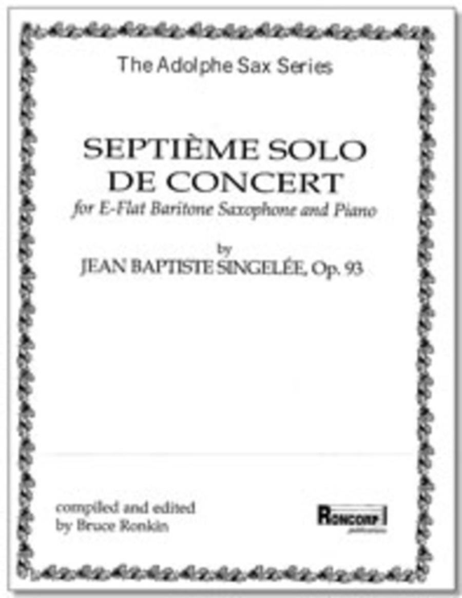 Singelee - Septieme Solo De Concert Op 93 Bar Sax/Piano