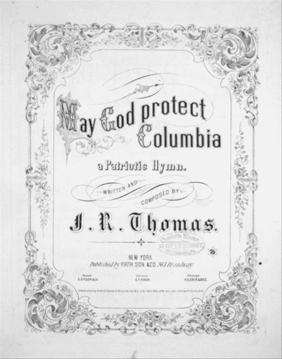 May God Protect Columbia. A Patriotic Hymn Voice scores gallery preview page 1