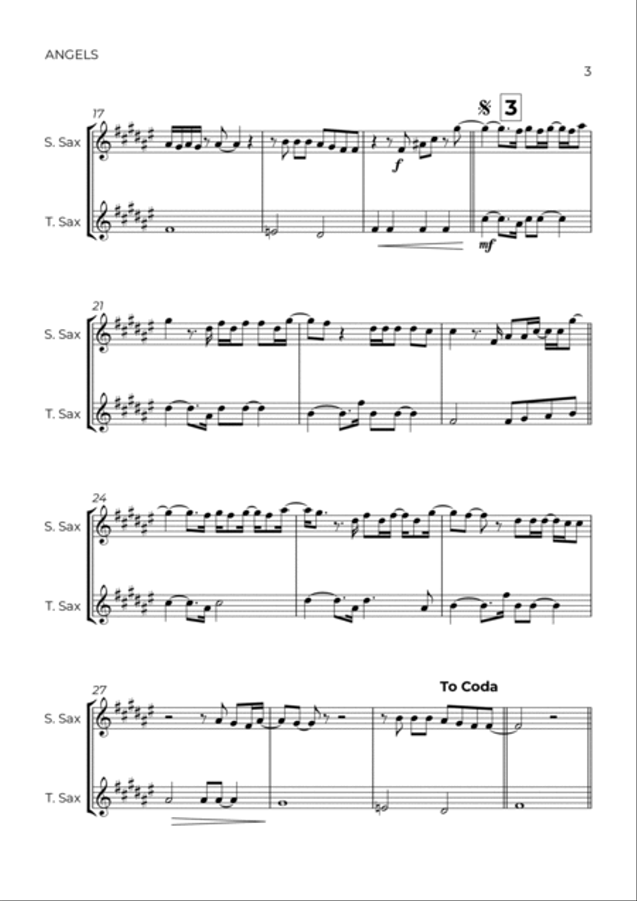 Angels Tenor Saxophone scores gallery preview page 3