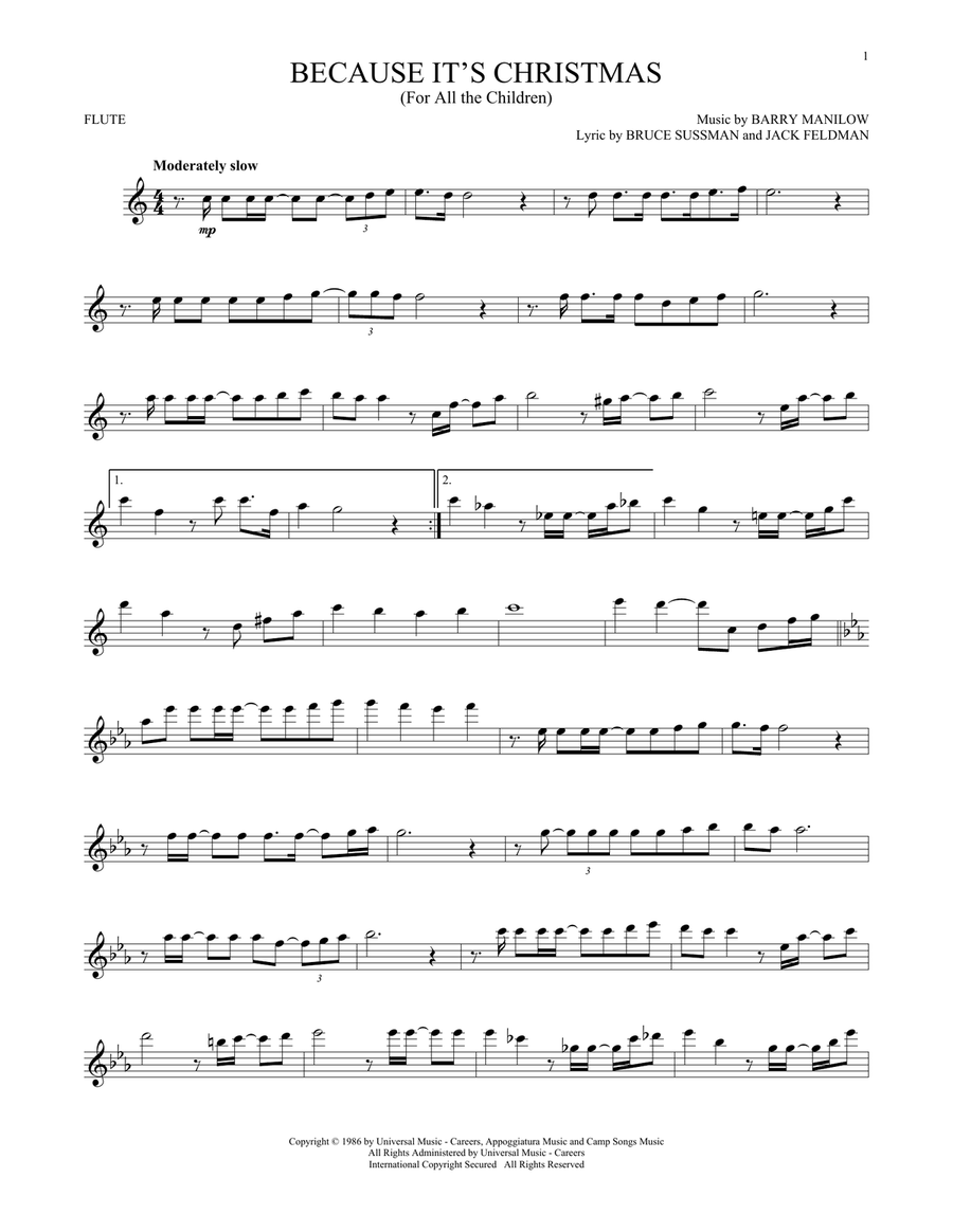 Because It's Christmas (For All The Children) Flute Solo scores gallery preview page 1