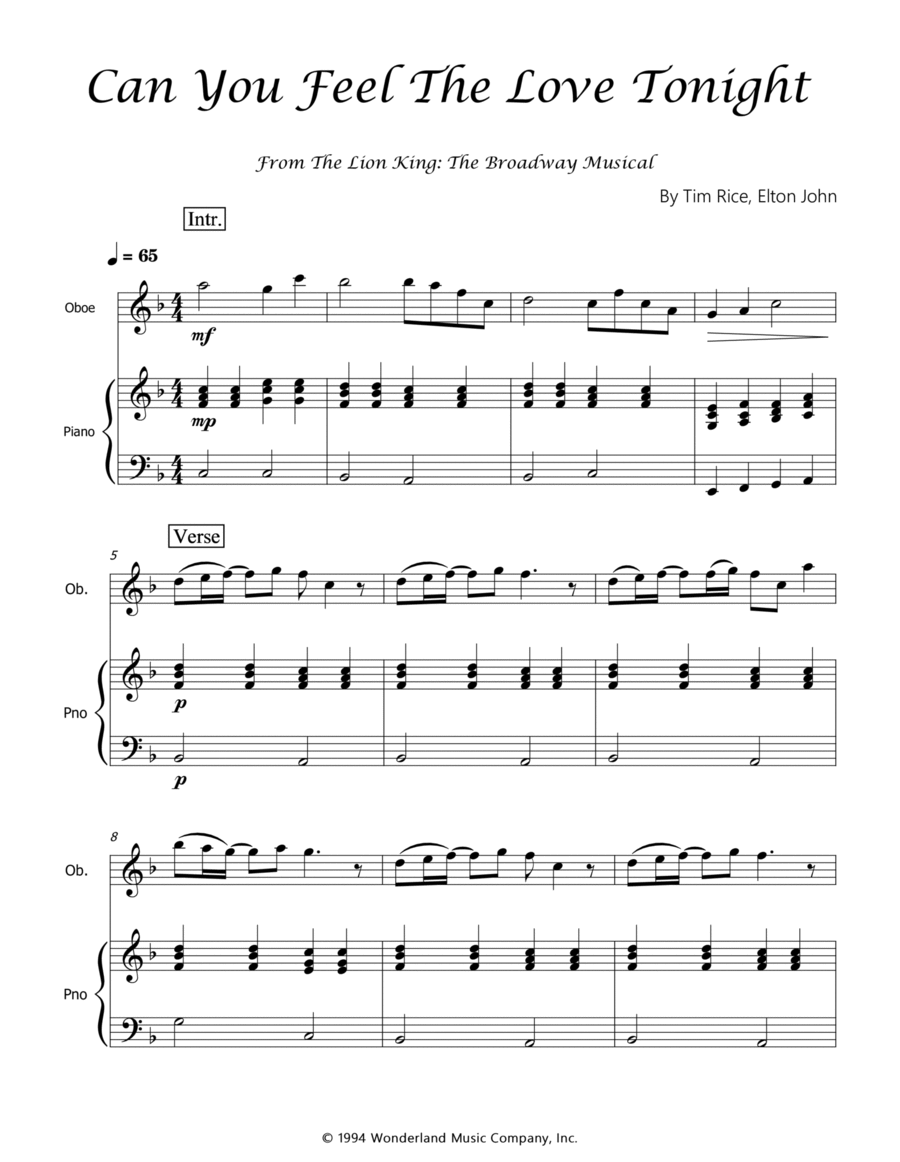 Can You Feel The Love Tonight Piano scores gallery preview page 1