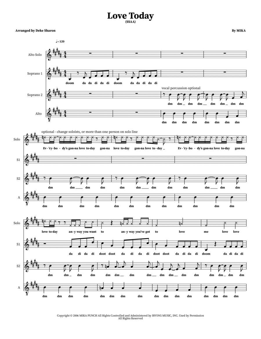 Love Today 4-Part scores gallery preview page 1