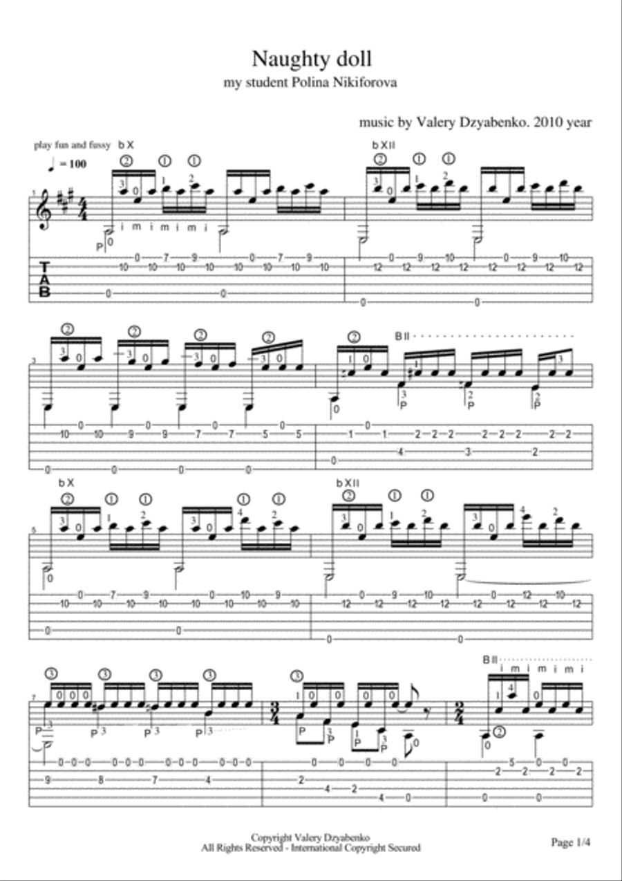 Naughty doll Guitar Solo scores gallery preview page 1
