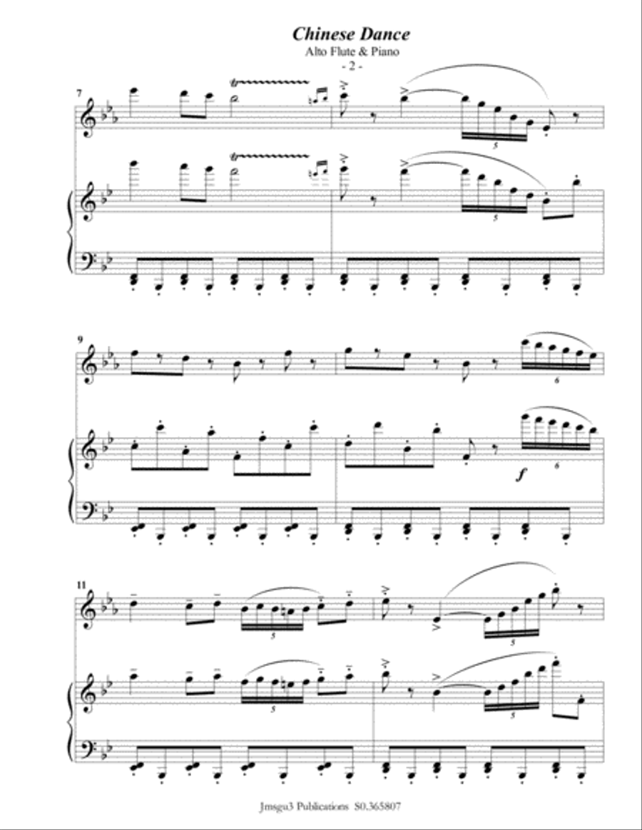 Tchaikovsky: Chinese Dance from Nutcracker Suite for Alto Flute & Piano Flute Solo scores gallery preview page 3