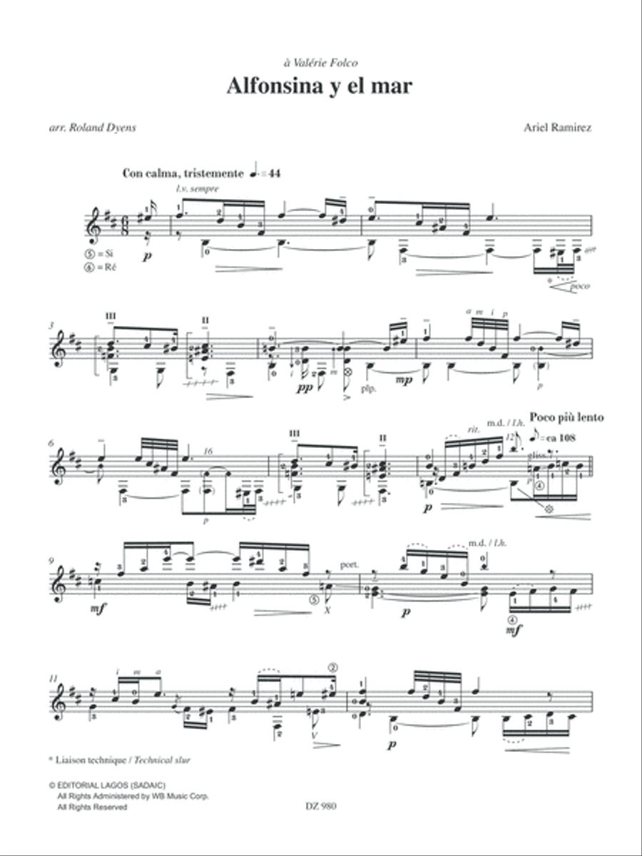 Alfonsina y el mar Classical Guitar scores gallery preview page 5
