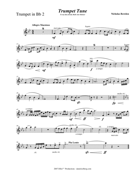 Trumpet Tune - instrumental parts and score image number null