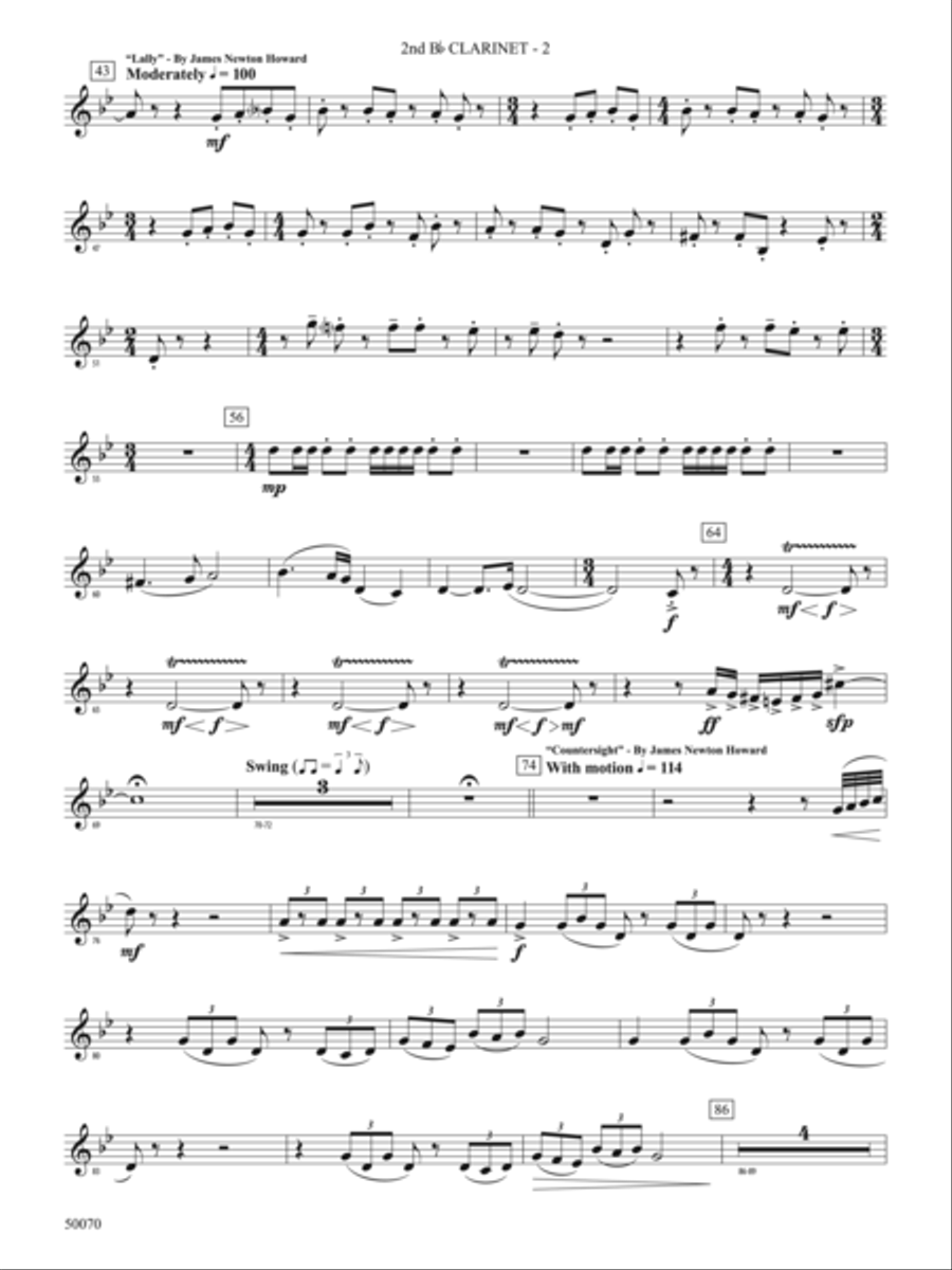 Fantastic Beasts: The Secrets of Dumbledore: 2nd B-flat Clarinet Concert Band scores gallery preview page 2