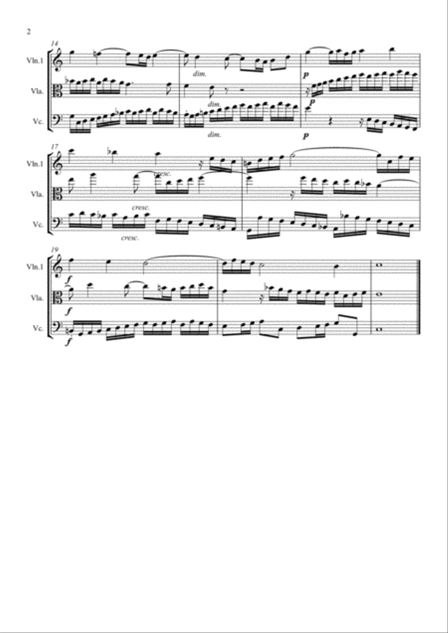 Bach: A Selection of Sinfonias (Three part Inventions Nos.1,2,4,6,8,9 & 11.) -String Trio String Trio scores gallery preview page 2