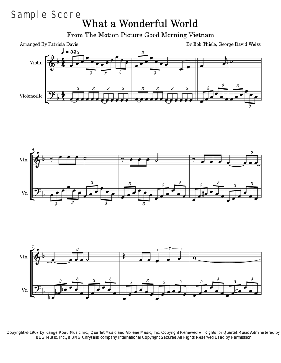 What A Wonderful World String Duet scores gallery preview page 1
