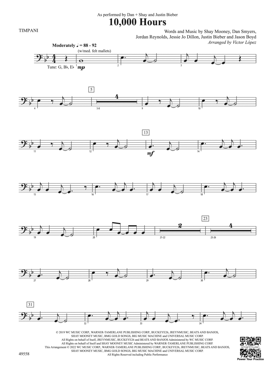 10,000 Hours: Timpani 10,000 Hours: Timpani Concert Band scores gallery preview page 1