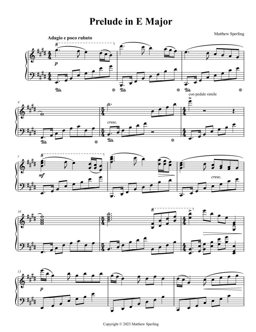 Prelude in E Major Piano Solo scores gallery preview page 1
