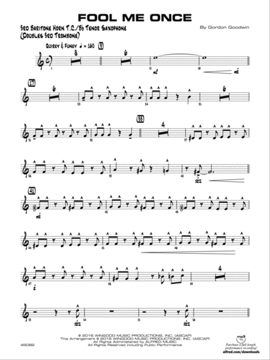 Fool Me Once: 3rd Baritone T.C. Jazz Ensemble scores gallery preview page 1