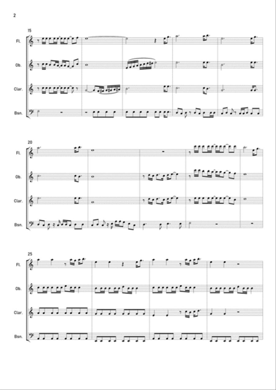 Gonna Fly Now Woodwind Quartet scores gallery preview page 2