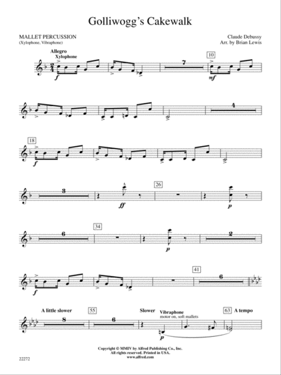 Golliwogg's Cakewalk: Mallets Concert Band scores gallery preview page 1