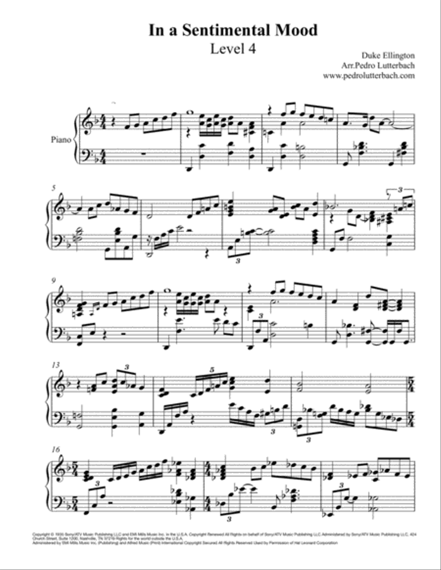 In A Sentimental Mood Piano Solo scores gallery preview page 1