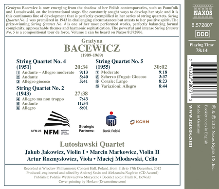 Grazyna Bacewicz: String Quartets, Vol. 2 image number null