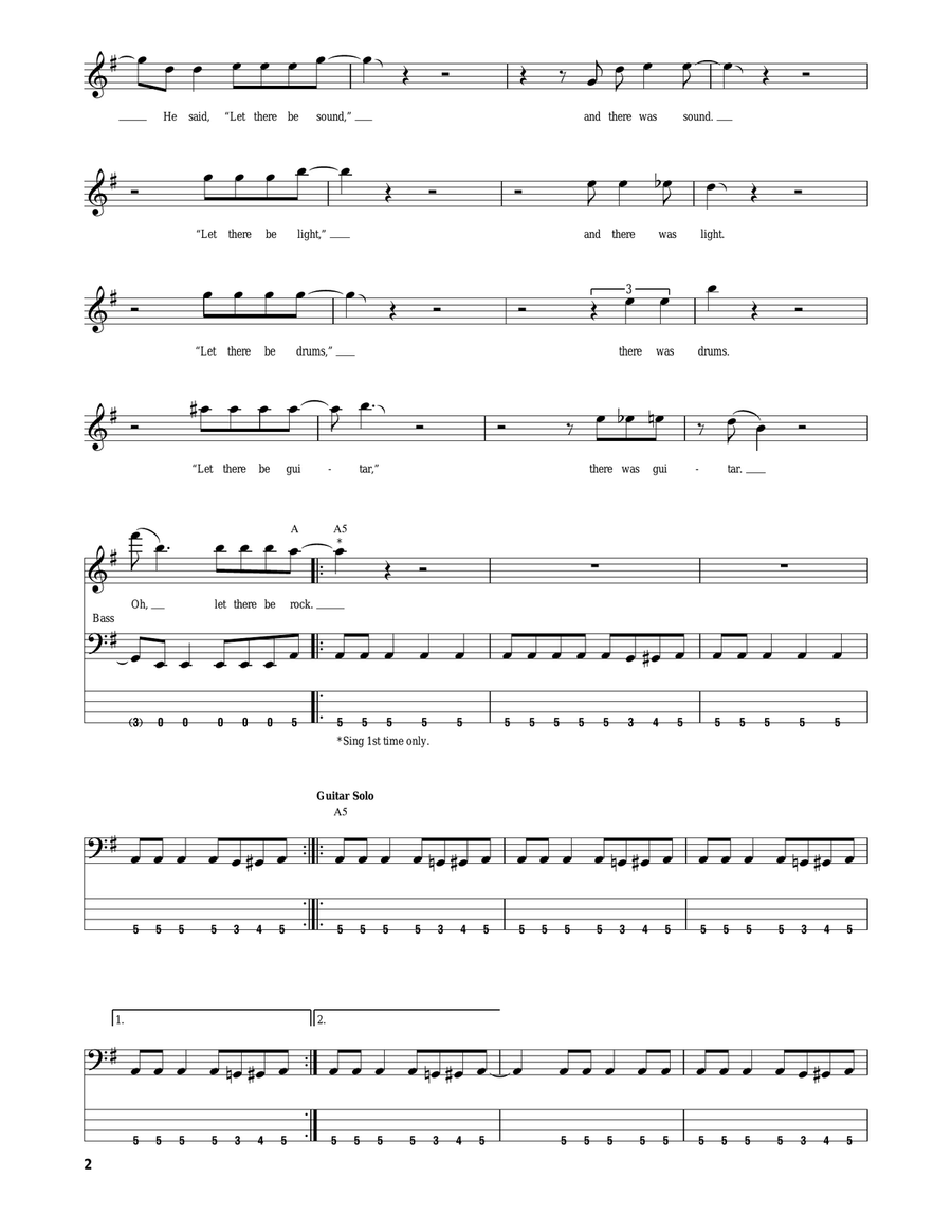Let There Be Rock Bass Guitar Tablature scores gallery preview page 2