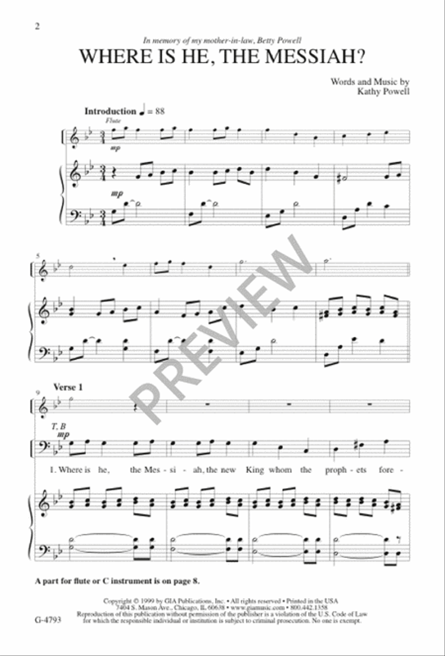 Where Is He, the Messiah? 4-Part scores gallery preview page 2