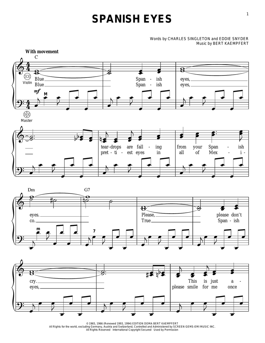 Spanish Eyes Spanish Eyes Accordion scores gallery preview page 1