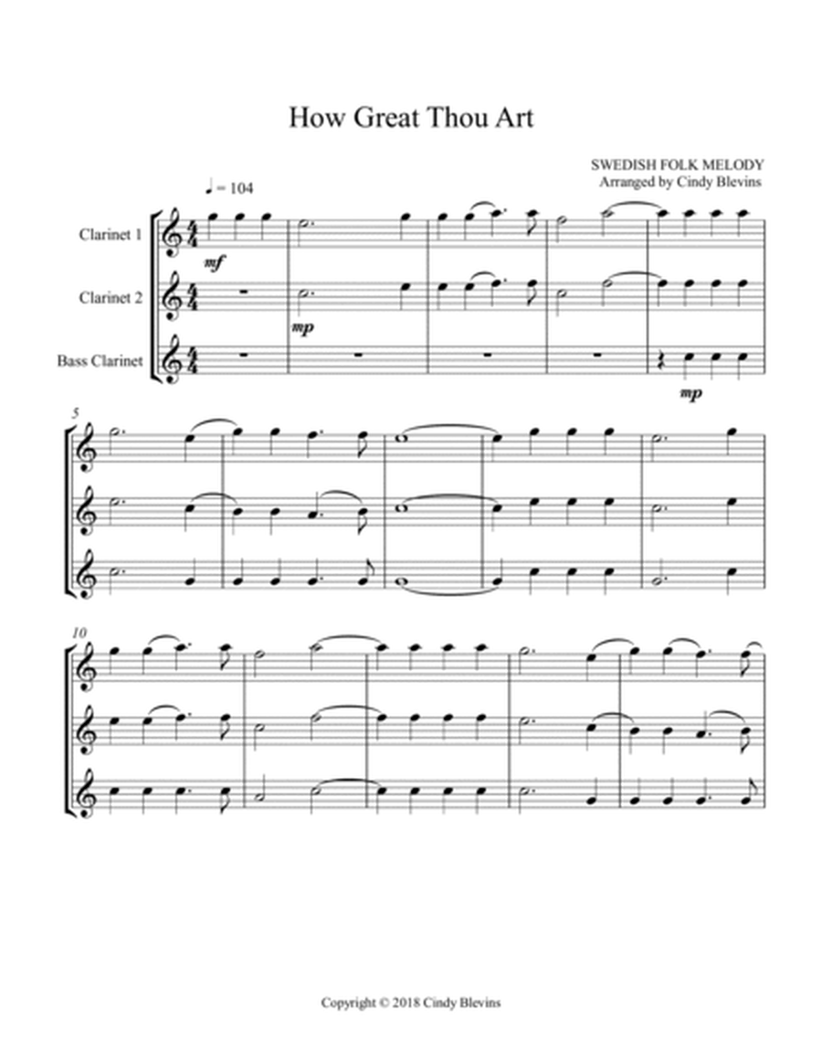 How Great Thou Art, for Two Clarinets and Bass Clarinet image number null
