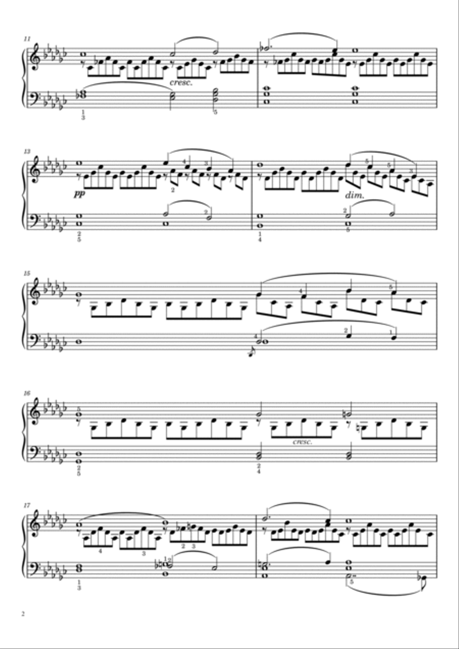 Schubert,Impromptu D.899 Op.90 No.3 in G♭ Major,For Piano Solo,With Fingering Piano Solo scores gallery preview page 2