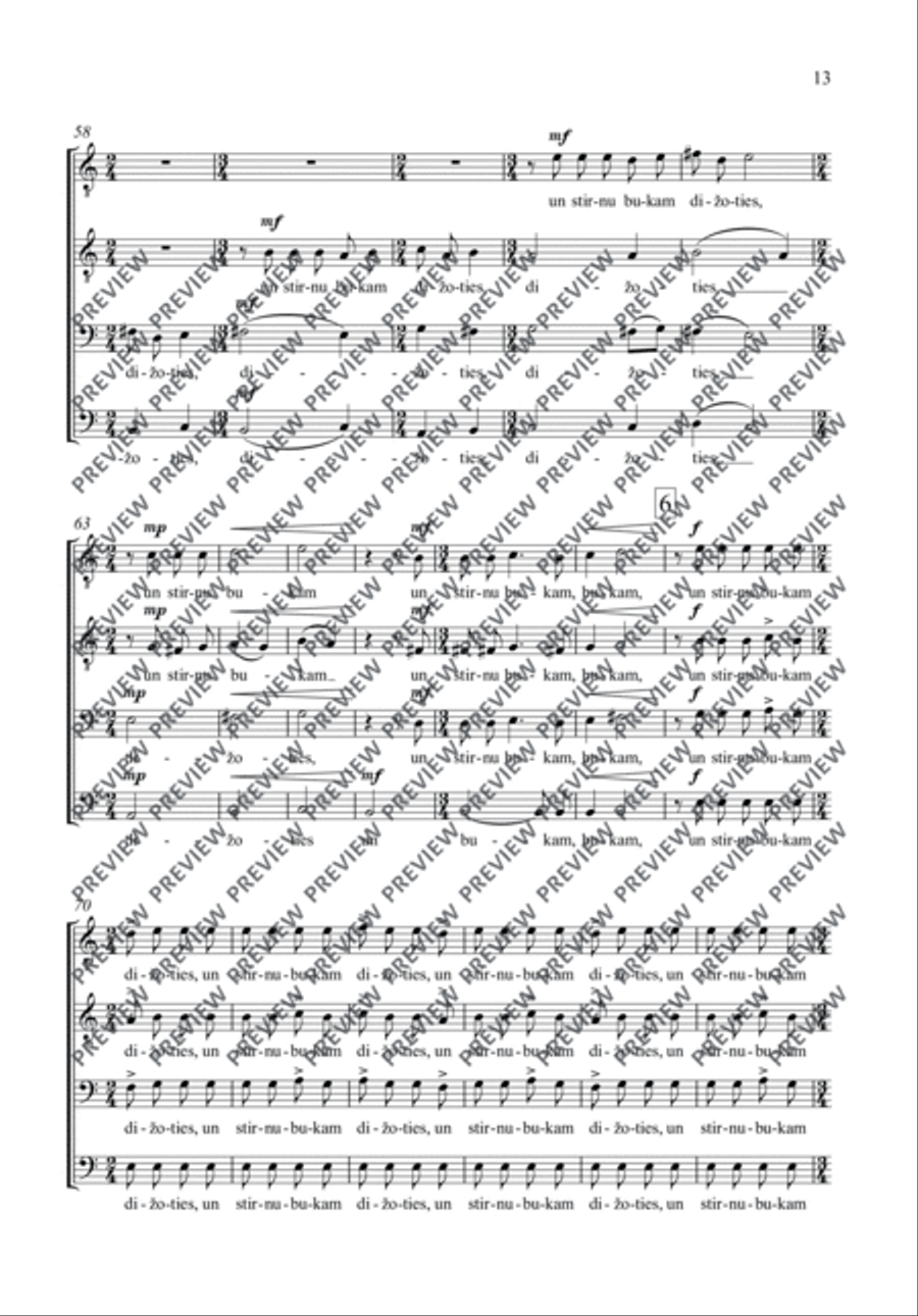 Trīs dziesmas (Drei Lieder ∙ Three Songs) Men's Choir scores gallery preview page 14