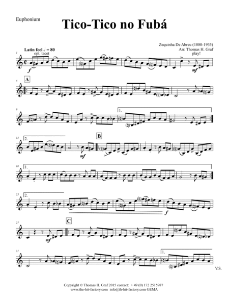 Tico-Tico no Fubá - Choro - Key: G-minor - Piano and Euphonium