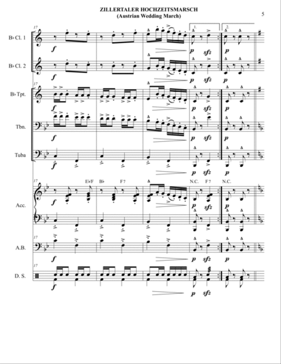 ZILLERTALER HOCHZEITMARSH ( Austrian Wedding March) - Oktoberfest B-Flat Clarinet scores gallery preview page 6