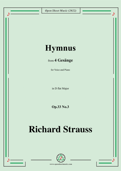 Richard Strauss-Hymnus,in D flat Major,Op.33 No.3,for Voice and Piano