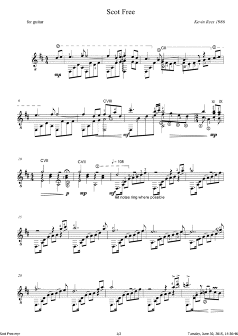 Scot Free Scot Free Classical Guitar scores gallery preview page 1